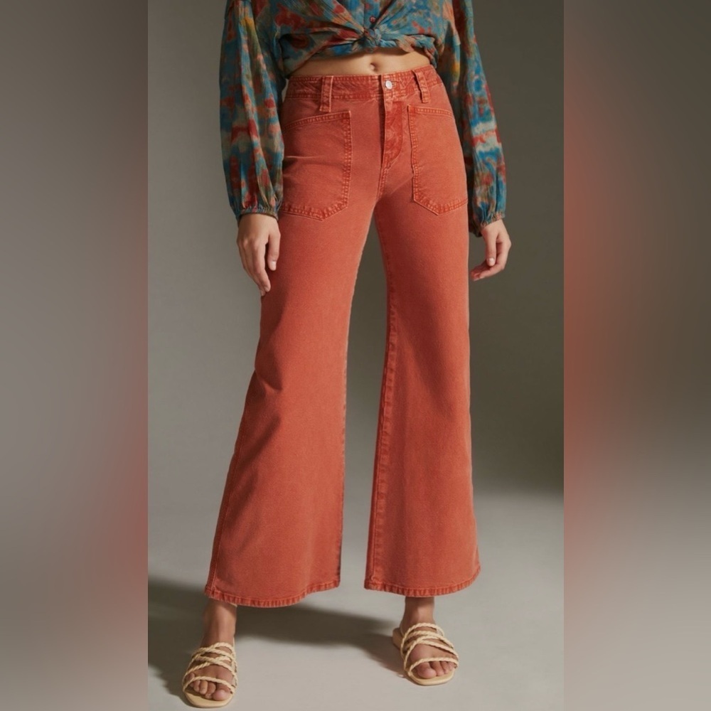 RARE Pilcro Carpenter Wide Leg Pants Orange NWT 26 - Picture 4 of 16